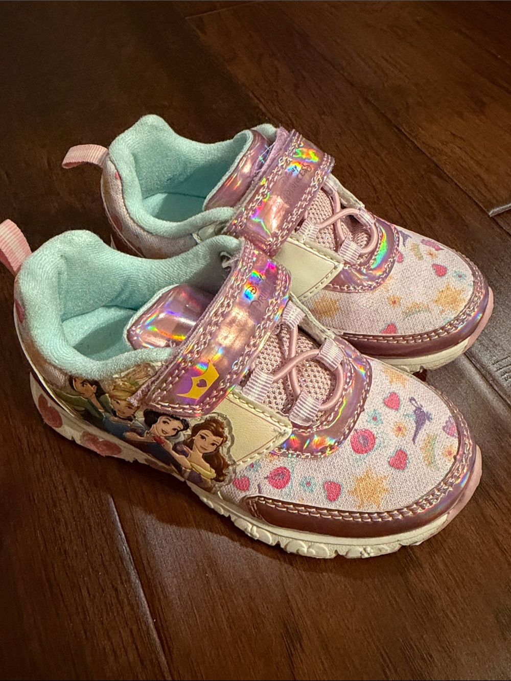 Disney Pink Princess Holographic Light-Up Velcro Sneakers